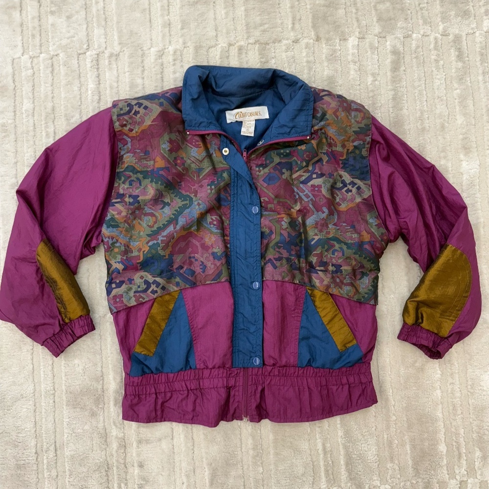 Vintage Court Casuals Color-Block Windbreaker Size Medium